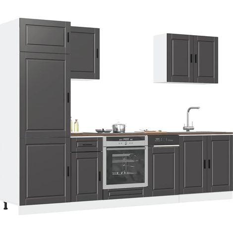 7 Piece Kitchen Cabinet Set Porto Black Engineered Wood vidaXL