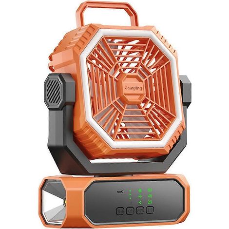 Ventilateur de camping 20 000 mAh avec oscillation automatique de la tête, lumière LED, 3 vitesses, télécommande, portable et rechargeable pour l'extérieur. (1/5)