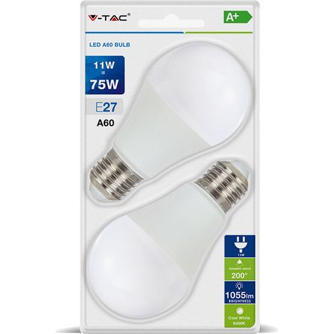 V-TAC VT-2111 Lampadina LED E27 11W 100LM/W A60 2700K (set 2 pezzi) (1/5)