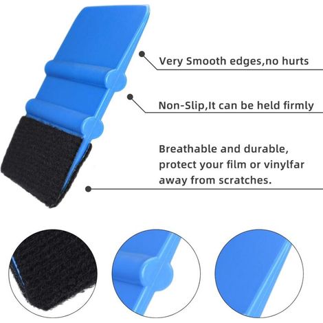 Kit 3 raclettes en feutre pour vitres teintées et pose d'autocollants - Outil de nettoyage flexible sans rayures, bleu (1/4)
