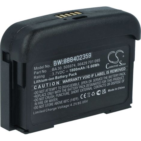 vhbw batteria compatibile con Sennheiser AVX Bodypack, AVX SK Bodypack, SK AVX-3 sistema radiomicrofonico, trasmettitore (1800mAh, 3,7V, Li-Ion)