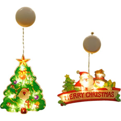 Beleuchteter Weihnachtsfensterschmuck, batteriebetrieben, Dekoration, beleuchtete Weihnachtsdekoration mit Saugnapf