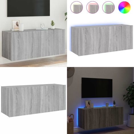TV-Wandschrank mit LED-Leuchten Grau Sonoma 100x35x41 cm - LED-Leuchten - Wandmontage (1/5)