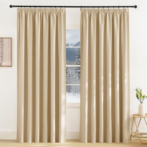 2 Rideaux Occultants, Isolation Thermique, Galon Fronceur, Polyester, Pour Salon Chambre