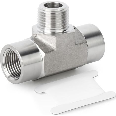 Stück geschmiedete Rohrverschraubung aus Edelstahl 304, 1/4" BSP Außengewinde-T-Stück 3/8" (1/5)
