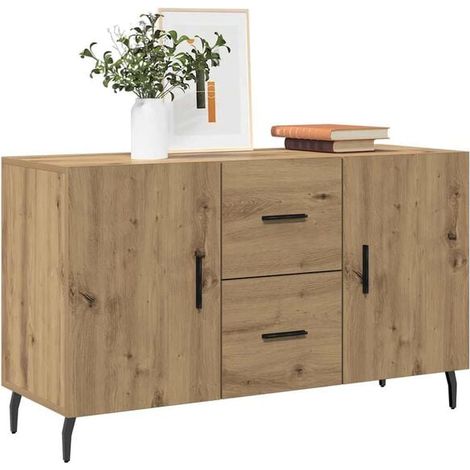 Buffet de Rangement Chêne Artisanal 100x36x60 cm Bois d'Ingénierie, Design Moderne, pour salon et salle à manger (1/5)