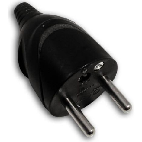 Fiche Electrique Mâle - 16 A - 2P + T - Noir - Pour Cable H03VV-F 3x1mm² Ou 3x1 5mm² - 1 Piece (1/2)