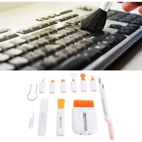 BelleRise – Tastaturreinigungsset – 12 Zubehörteile – 3-in-1-Stift + Reinigungsflüssigkeit + Mikrofasertuch – für Tastatur, Bildschirm und Kopfhörer – ideal für unterwegs (1/5)
