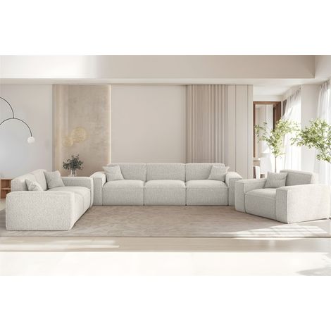 Sofaset Designersofa CELES PREMIUM 3-2-1 in Stoff Sven Altweiß (1/5)