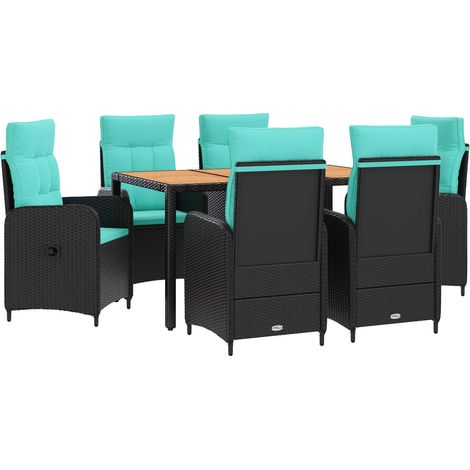 Maison Exclusive - Outdoortisch-Set 7 stk. PE Rattan und pulverbe (1/5)