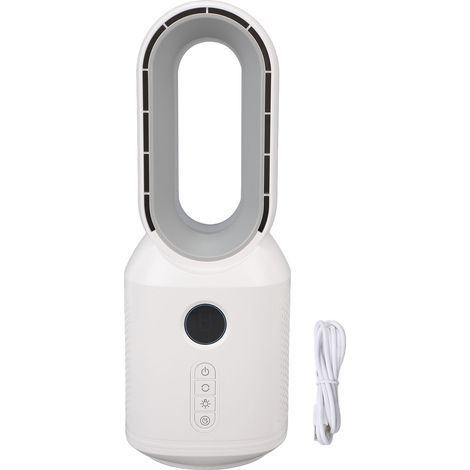 Dreistufiger, blattloser Tischventilator, 106° oszillierend, wiederaufladbar mit LED-Nachtlicht (1/5)
