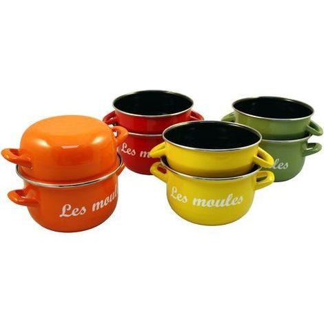 Marmite à moules 18 cm rouge en acier – Cuve 12 cm – Couvercle plat pour coquilles – Compatible lave-vaisselle – Baumalu (1/3)