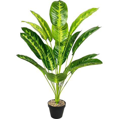 Plantes Artificielles Intérieure Extérieure, Grande Tropicales Faux Arbre avec Pot Fausse Plante pour Maison Jardin Salon Chambre Bureau Balcon Cour Décoration (80cm Oiseau de Paradis Jaune) (1/5)