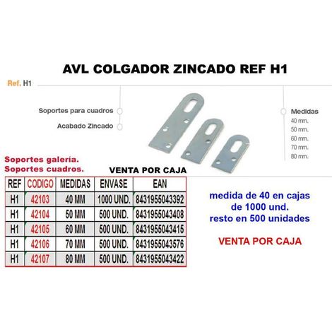 AVL COLGADOR H1 ZINCADO DE 40 MM