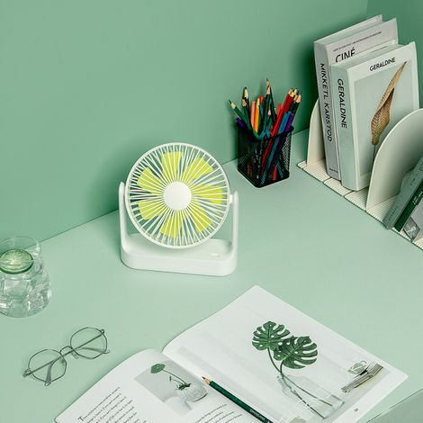 Ventilateur de bureau rechargeable multifonctionnel, silencieux, 4 vitesses réglables, ventilateur détachable, batterie intégrée de 4000 mAh, blanc (1/5)