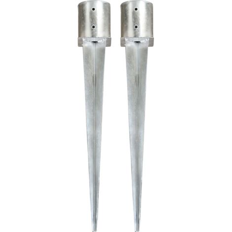 vidaXL Ground Spikes 2 pcs Silver 12x91 cm Galvanised Steel