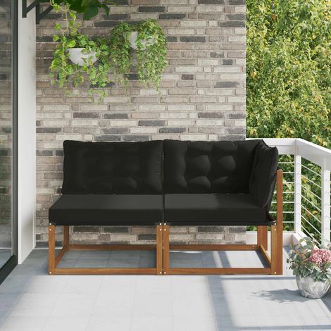 Outdoor Mittel- und Ecksofa 7 Stück Natur Massivholz Akazie