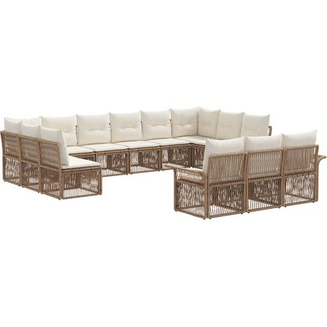 Gartensofa-set 13 pcs Beige Poly-Rattan vidaXL