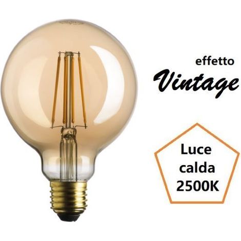 LAMPADINA GLOBO A LED 7W LUCE CALDA 2500K 725 LUMEN E27 VETRO AMBRATO BOT