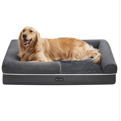 Letto per cani ortopedico divanetto cuccia per animali imbottitura morbida bordi rialzati fodera rimovibile e lavabile 91 x 71 x 25 cm antiscivolo grigio chiaro 120006856