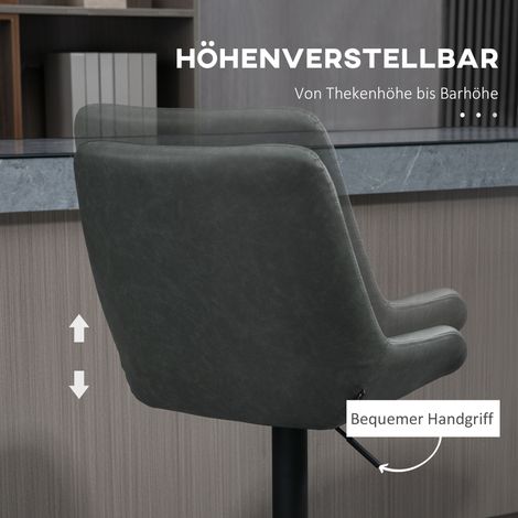 Tabouret de bar design, réglable en hauteur, avec repose-pieds, 51 cm x 59 cm x 117 cm, gris foncé + noir (1/4)