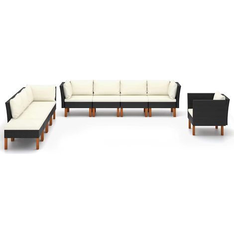 Maison Exclusive - 9-tlg. Garten-Lounge-Set Poly Rattan Eukalyptu (1/5)