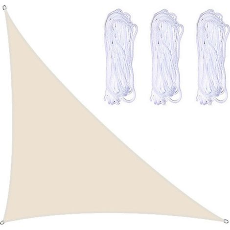 Vela ombreggiante ad angolo retto, 3 m x 4 m x 5 m, con kit di montaggio, 3 corde, impermeabile. (1/5)
