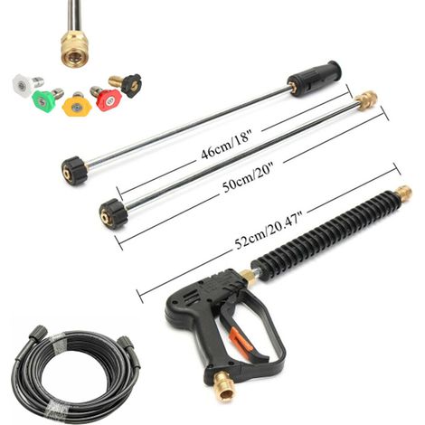 Kit de nettoyage haute pression, pistolet à eau de nettoyage M22 et kit de tuyau, kit de machine de nettoyage, pistolet pulvérisateur de jardin, détartrage. (1/5)