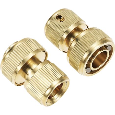 2PCS Brass Hose Connector - 3/4 Inch Female Quick Connector, Solid Brass High Pressure Washer Fitting, Quick Connection to Sprinkler & Faucet (1/5)