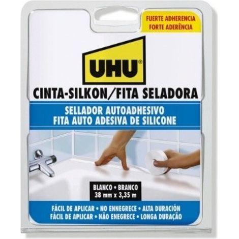 Cinta coc/baño selladora 3,35mtx38 mm bl autoadh silkon uhu