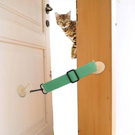 Entrance Stopper Opener Drill Latch Proof Strap Cats Door Lock Cat Dog