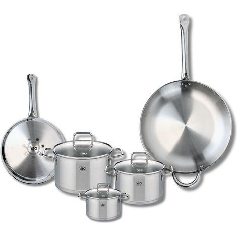 Ensemble de 2 Poêles de cuisson 24 et 32 cm et 3 faitouts 12, 16 et 20 cm Elo Profi Citrin (1/5)