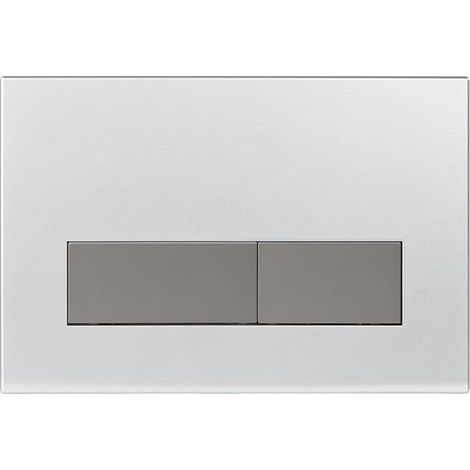 Placa de descarga para inodoro, compatible con Geberit Sigma, UP300 y UP320, con doble descarga, equipada con un juego de palancas de descarga y un marco de instalación. (Botón plateado mate y gris os (1/5)