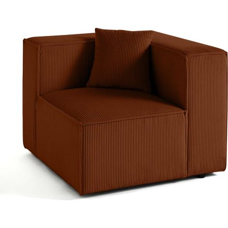 Arty - module d'assise droit - en velours côtelé - terracotta (1/5)