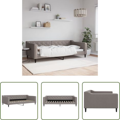 Canapé nuit - Lit de repos taupe 100x200 cm tissu (1/5)