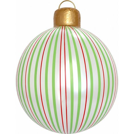 Boule de Noël gonflable décorative de 40 cm (15,75 po), en PVC imperméable, verte. (1/2)