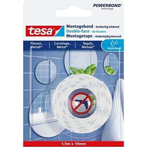 Nastro adesivo bianco biadesivo Tesa 19 mm x 1,5 m (1/4)