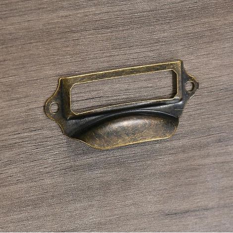 Lot de 30 porte-étiquettes métalliques rétro pour armoires ou tiroirs pharmaceutiques - 55 x 19 mm avec vis (1/5)
