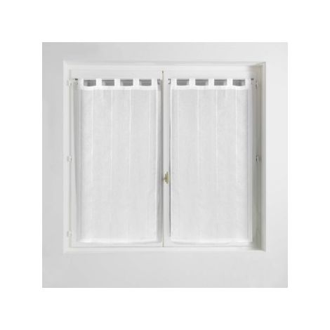 Paire droite passants 2 x 45 x 160 cm voile sable fils chenille linahe Blanc