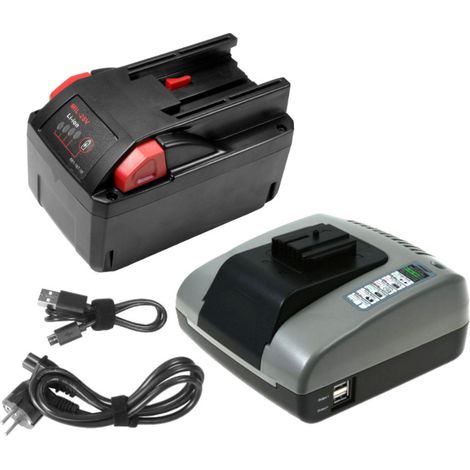 Trade-Shop 2in1 Set: Li-Ion Akku 28V / 4000mAh + Ladegerät mit USB kompatibel mit AEG Milwaukee HD28 AG, HD28 AG 125, HD28 CS, HD28 H, HD28 HX, HD28 IW (1/5)