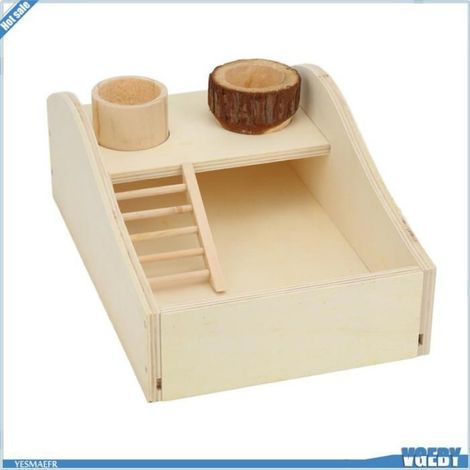 Ashata Boîte de bain de pour hamster Hamster Sand Bath Conteneur, Boîte de Bain de de Hamster en Bois avec animalerie jouet (1/5)