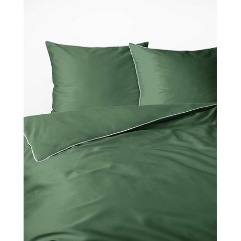 Bettwäsche-Set aus reiner Baumwolle (Macosatin), 160 x 200 cm, Grün, Premium (1/4)
