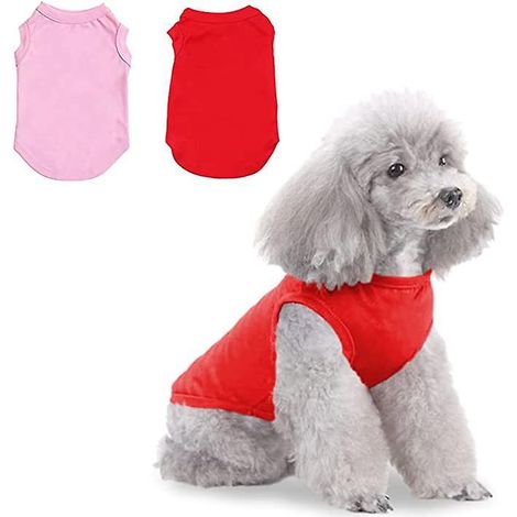 lot De 2 Pet Coton Minimaliste Chien T - Shirt (rouge Et Rose S), Mignon Et Respirant Chiot Sweatshirt Doux T Gilet Vtements De Mode Pour Les Chat (1/5)