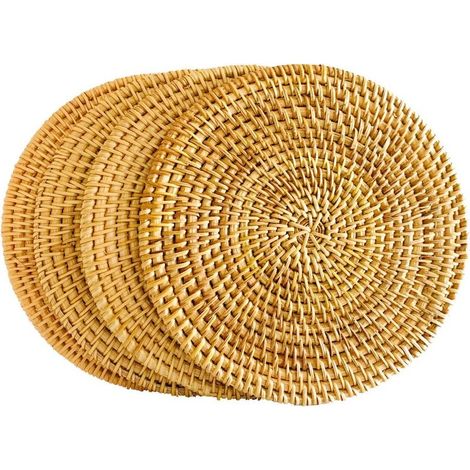 Dessous de plat en rotin pour hot pot, dessous de verre en rotin, fait main exotique, cadeau créatif, 4 pièces (1/5)