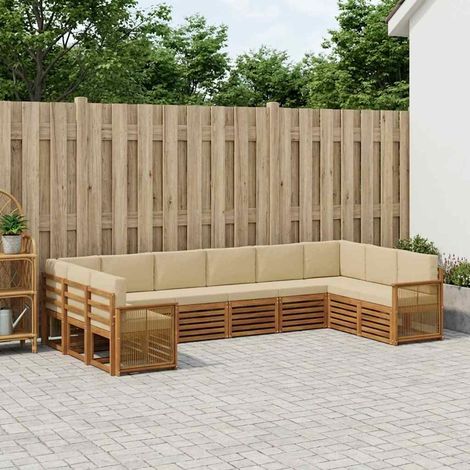 vidaXL Ecksofa Set 7 pcs Natur Massives Akazienholz und Polyester (1/5)