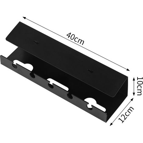 Support de câbles sous table, rangement pour prises, fente de rangement pour câbles, support de rangement sans perçage pour prises de bureau d'ordinateur (Noir) (1/5)