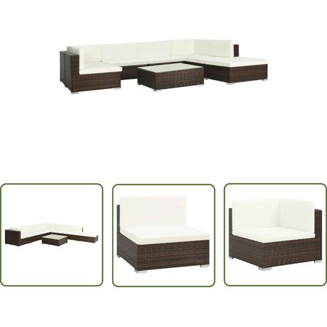 The Living Store 8-tlg. Garten-Lounge-Set mit Auflagen Poly Rattan Braun - Outdoor Möbel - Gartenmöbel - Lounge Set - Rattan Gartenmöbel - Esszimmergarnitur (1/5)