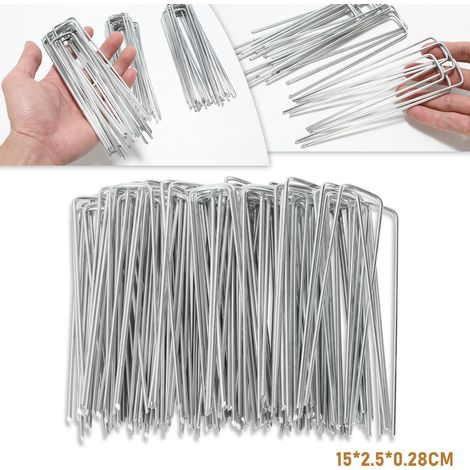 Wolketon 100 Stück Ø28mm Erdanker 150x25mm Befestigungsanker Verzinkter Silber Erdnägel Bodenanker Rostbeständig Angeschrägte Enden Zum Einschlagen