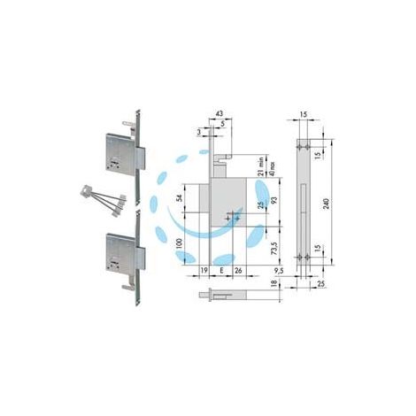 SERRATURE ACCOPPIATE DA INFILARE DOPPIA MAPPA 57230 - mm.50 - gambo chiave mm.60 (57230510)