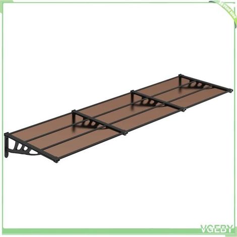 Auvent de porte - FAFEICY - 153701 - Noir - Polycarbonate 297,5x90 cm - Cadre aluminium/ABS (1/5)